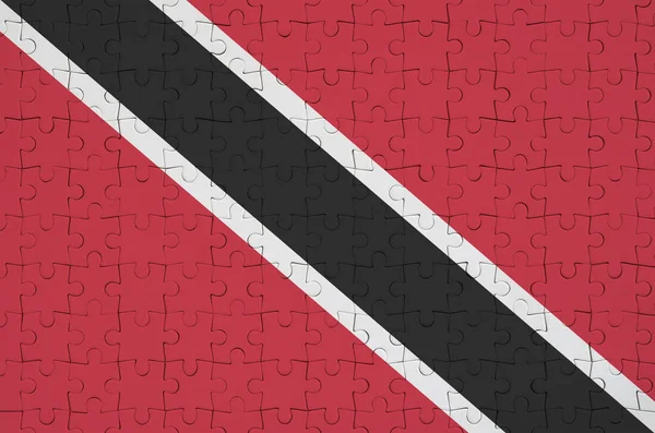 Vlag Van Trinidad Tobago Wordt Afgebeeld Een Gevouwen Puzzel — Stockfoto