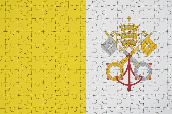 Bandera Del Estado Ciudad Del Vaticano Representa Rompecabezas Plegado — Foto de Stock