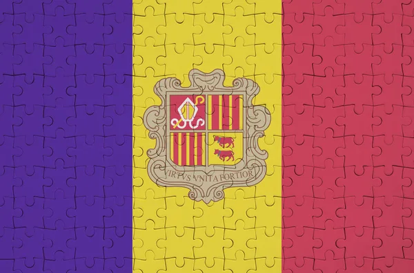 Andorra Zászló Ábrázol Egy Hajtogatott Puzzle — Stock Fotó