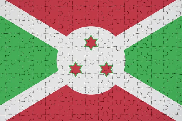 Flaga Burundi Jest Przedstawiony Składane Puzzle — Zdjęcie stockowe
