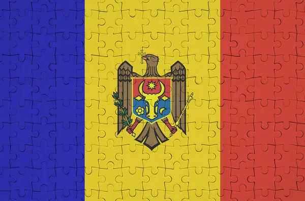 Vlag Van Moldavië Afgebeeld Een Gevouwen Puzzel — Stockfoto