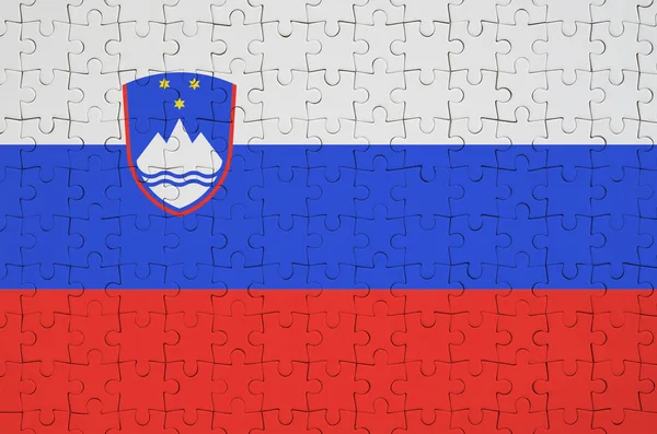 Vlag Van Slovenië Wordt Afgebeeld Een Gevouwen Puzzel — Stockfoto