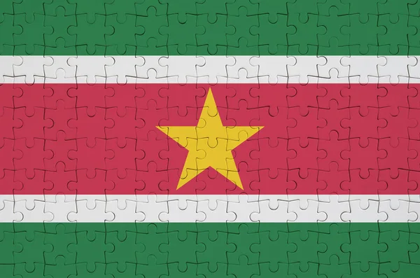 Прапор Суринаму Зображена Скласти Головоломку — стокове фото