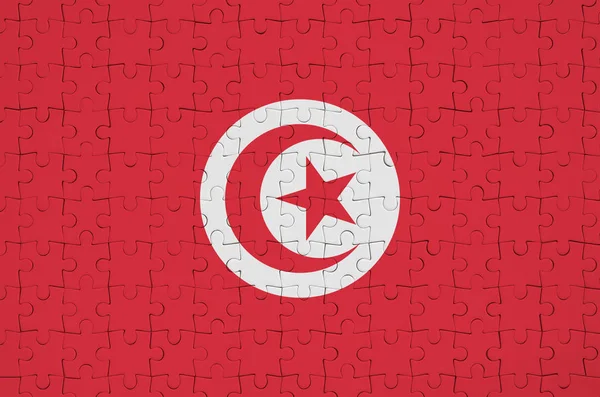 Tunisia Flag Depicted Folded Puzzle — Stock Photo, Image