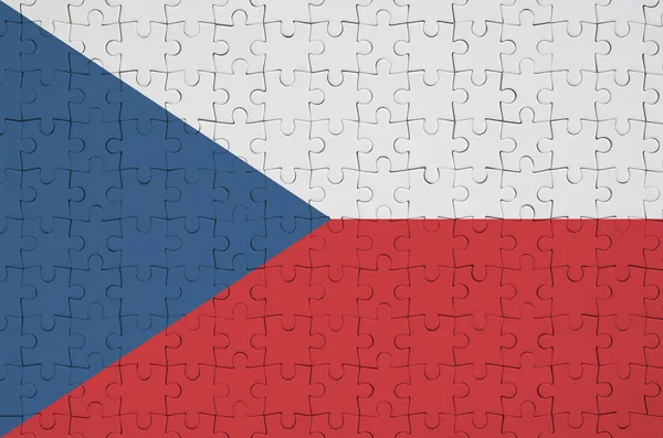 Bandeira Checa Retratada Quebra Cabeça Dobrado — Fotografia de Stock