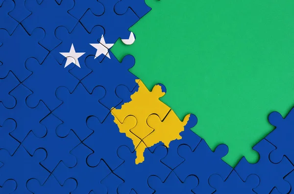 Σημαία Του Κοσσυφοπεδίου Απεικονίζεται Ένα Ολοκληρωμένο Παζλ Δωρεάν Αντίτυπο Πράσινο — Φωτογραφία Αρχείου