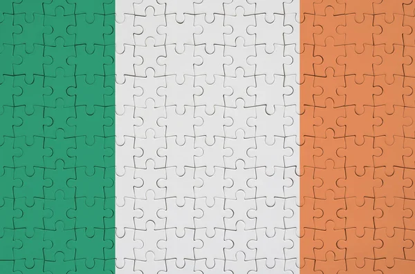 Irlandflagge Ist Auf Einem Gefalteten Puzzle Abgebildet — Stockfoto