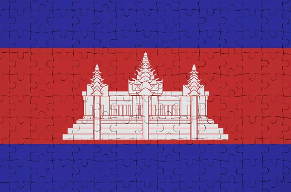 Bandeira Camboja Retratada Quebra Cabeça Dobrado — Fotografia de Stock