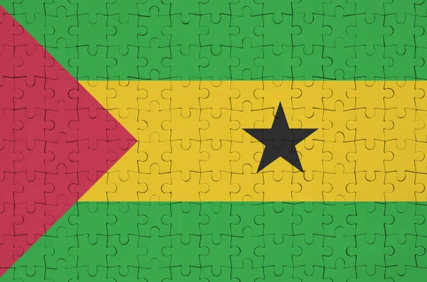 Sao Wälzer Und Prinzipflagge Sind Auf Einem Gefalteten Puzzle Abgebildet — Stockfoto