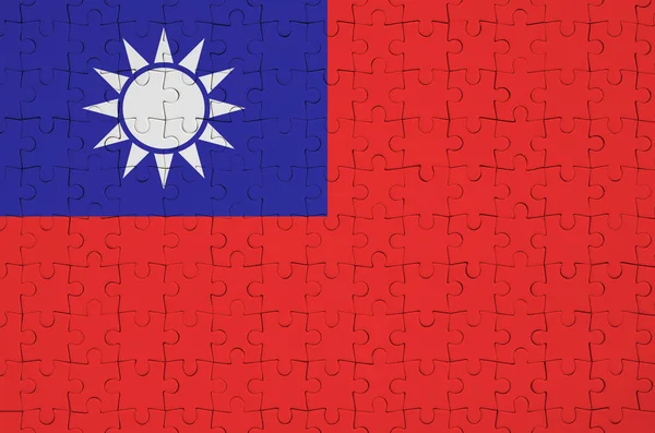 Taiwan Flag Depicted Folded Puzzle — Stock Photo, Image