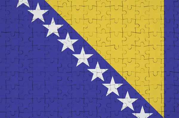 Bandera Bosnia Herzegovina Representa Rompecabezas Doblado —  Fotos de Stock