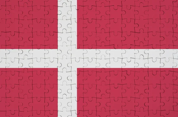 Drapeau Danemark Est Représenté Sur Puzzle Plié — Photo