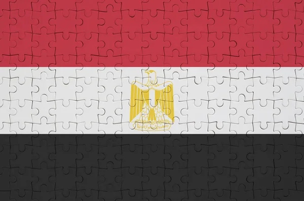 埃及国旗描绘在一个折叠的拼图上 — 图库照片