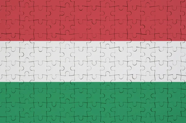 Bandera Hungría Representa Rompecabezas Doblado —  Fotos de Stock
