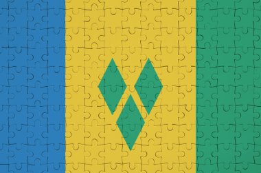 Saint Vincent ve Grenadinler bayrak katlanmış bir bulmaca tasvir