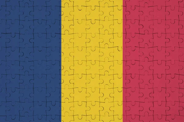 Flaga Czadu Jest Przedstawiony Składane Puzzle — Zdjęcie stockowe