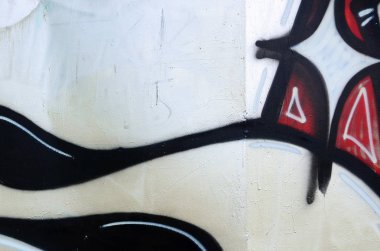 Sokak sanatı. Krom ve kırmızı tonlarında renkli grafiti resmi bir parçasının arka plan görüntü.