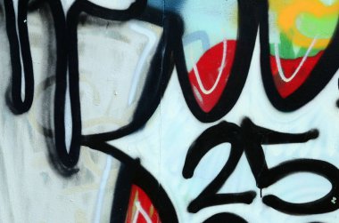 Sokak sanatı. Krom ve kırmızı tonlarında renkli grafiti resmi bir parçasının arka plan görüntü.