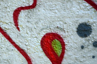 Sokak sanatı. Krom ve kırmızı tonlarında renkli grafiti resmi bir parçasının arka plan görüntü.