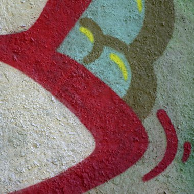 Sokak sanatı. Krom ve kırmızı tonlarında renkli grafiti resmi bir parçasının arka plan görüntü.