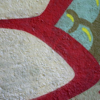 Sokak sanatı. Krom ve kırmızı tonlarında renkli grafiti resmi bir parçasının arka plan görüntü.