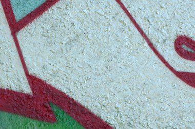 Sokak sanatı. Krom ve kırmızı tonlarında renkli grafiti resmi bir parçasının arka plan görüntü.