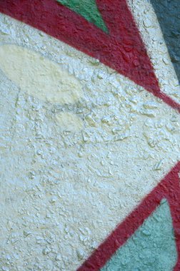 Sokak sanatı. Krom ve kırmızı tonlarında renkli grafiti resmi bir parçasının arka plan görüntü.