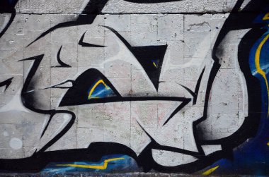 Sokak sanatı. Krom ve mavi tonlarda renkli grafiti resmi bir parçasının arka plan görüntü.