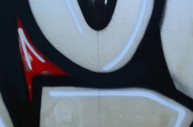 Sokak sanatı. Krom ve kırmızı tonlarında renkli grafiti resmi bir parçasının arka plan görüntü.