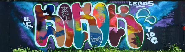 Уличное Искусство Абстрактное Фоновое Изображение Полной Завершенной Граффити Живописи Многих — стоковое фото