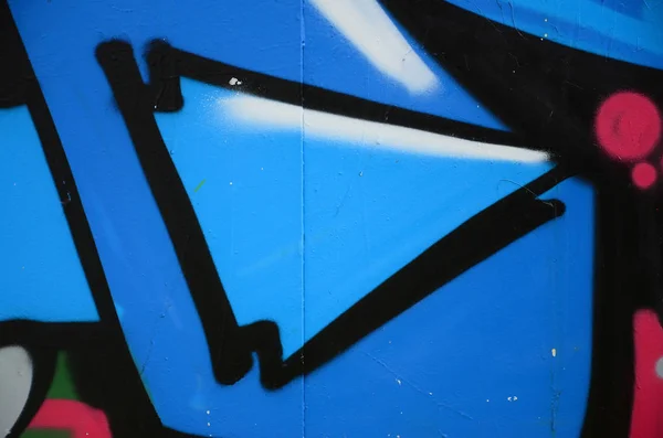 街头艺术 彩色涂鸦画片断的背景图片在蓝色口气 — 图库照片