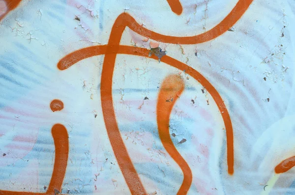 Уличное Искусство Абстрактное Фоновое Изображение Цветной Картины Белых Оранжевых Тонах — стоковое фото