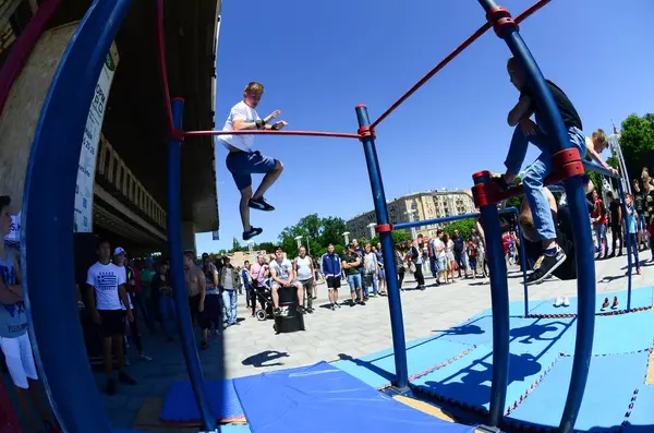 Charkov Ukrajina Května 2018 Street Workout Show Během Každoročního Festivalu — Stock fotografie