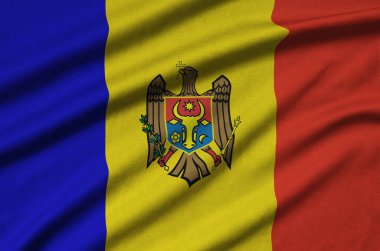 Moldova bayrağı ile birçok çiziklere spor bez kumaş üzerinde tasvir edilmiştir. Spor takım sallayarak afiş