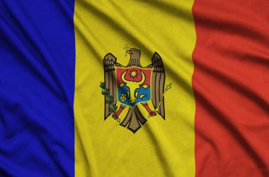 Moldova bayrağı ile birçok çiziklere spor bez kumaş üzerinde tasvir edilmiştir. Spor takım sallayarak afiş