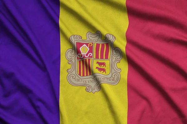 Andorra Flag Depicted Sports Cloth Fabric Many Folds Sport Team — Stock Photo, Image