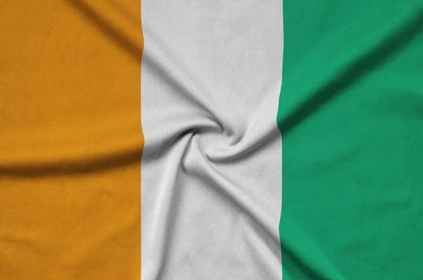 Ivory Coast Flag Depicted Sports Cloth Fabric Many Folds Sport — Stock Photo, Image