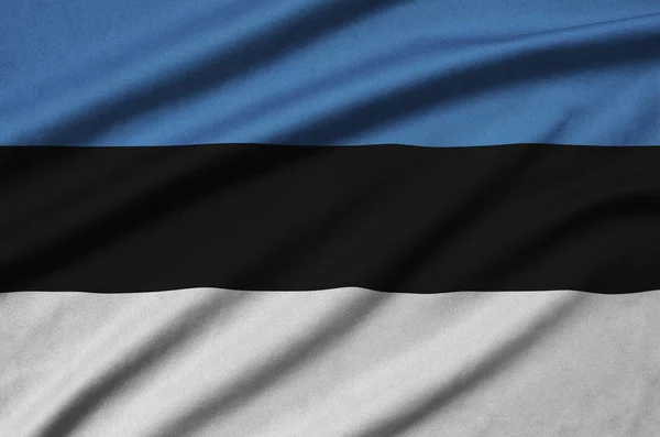 Estonia Bandiera Raffigurato Tessuto Stoffa Sportiva Con Molte Pieghe Squadra — Foto Stock