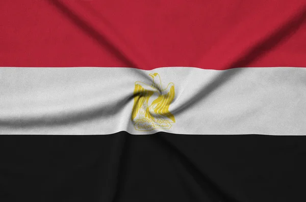 Флаг Египта Изображен Спортивной Ткани Множеством Складок Спортивная Команда Размахивает — стоковое фото
