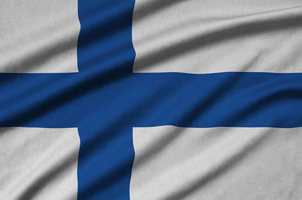 Finland Flag Depicted Sports Cloth Fabric Many Folds Sport Team — Stock Photo, Image