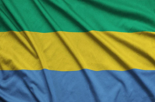 Gabon Flag Depicted Sports Cloth Fabric Many Folds Sport Team — Stock Photo, Image