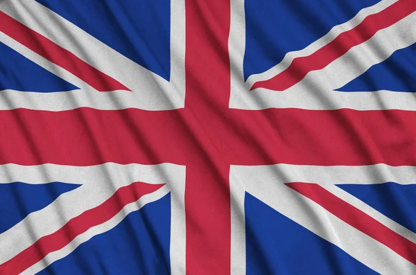 Great Britain Flag Avbildas Sport Tyg Med Många Veck Sport — Stockfoto