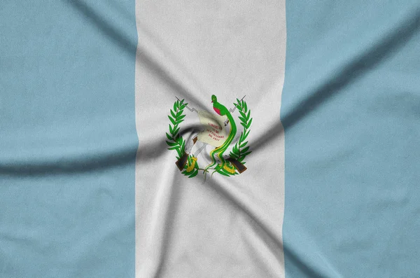 Bandeira Guatemala Retratada Tecido Tecido Esportivo Com Muitas Dobras Esporte — Fotografia de Stock