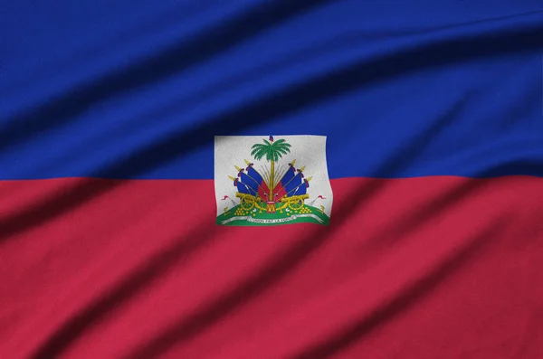 Haiti Flag Depicted Sports Cloth Fabric Many Folds Sport Team — Stock Photo, Image