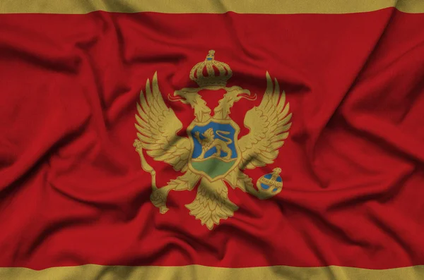 Montenegro Flagga Avbildad Sport Tyg Med Många Veck Sport Team — Stockfoto