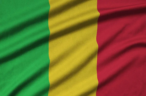 Bandera Malí Representa Tejido Tela Deportiva Con Muchos Pliegues Equipo — Foto de Stock