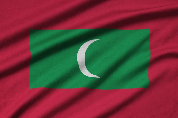 Maldives Flag Depicted Sports Cloth Fabric Many Folds Sport Team — Stock Photo, Image