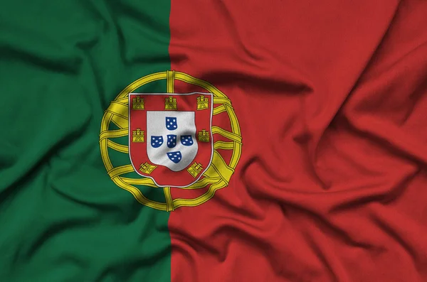 Bandera Portugal Representa Tejido Tela Deportiva Con Muchos Pliegues Equipo — Foto de Stock