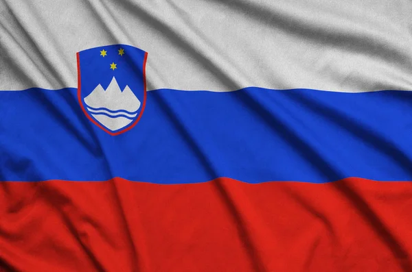 Slovenia Flag Depicted Sports Cloth Fabric Many Folds Sport Team — Stock Photo, Image