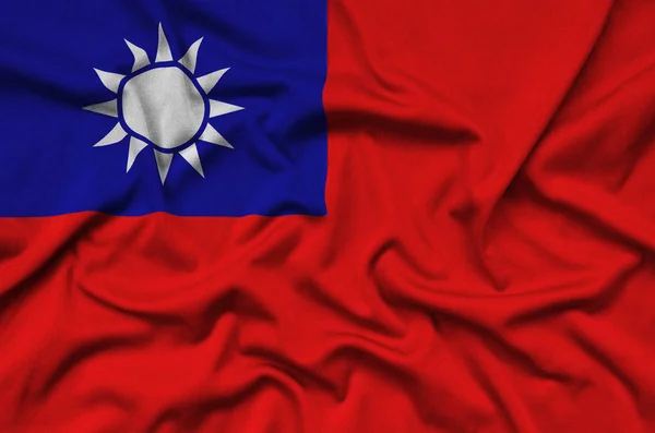 Bandera Taiwán Representa Tejido Tela Deportiva Con Muchos Pliegues Equipo — Foto de Stock